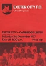 Exeter City v Cambridge United 03-Dec-1977