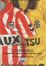 Sunderland v Cambridge United 09-Jan-1993