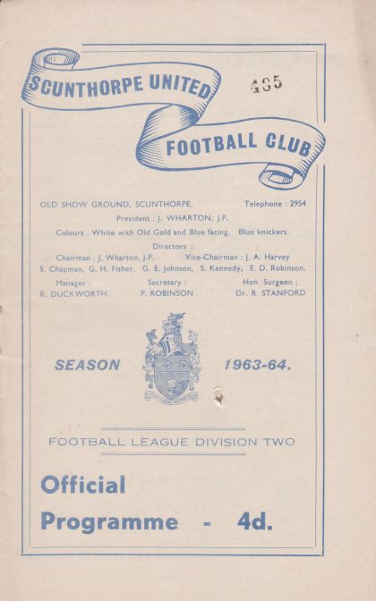 Scunthorpe United v Cardiff City 30-Aug-1963