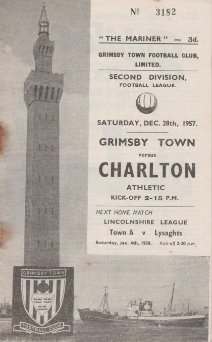 Grimsby Town v Charlton Athletic  28-Dec-1957