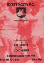Exeter City v Colchester United 22-Apr-1978