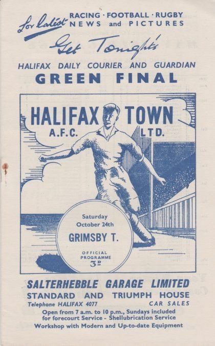 Halifax Town v Grimsby Town  24-Oct-1959