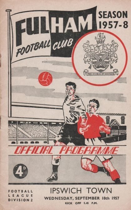Fulham v Ipswich Town  18-Sep-1957