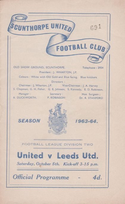 Scunthorpe United v Leeds United  05-Oct-1963