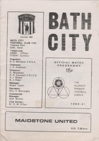 Bath City v Maidstone United 10-Nov-1980