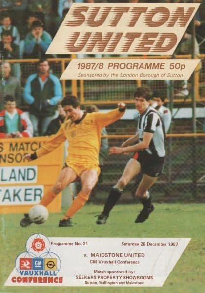 Sutton United v Maidstone United 26-Dec-1987