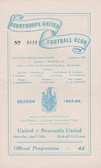 Scunthorpe United v Newcastle United   18-Apr-1964