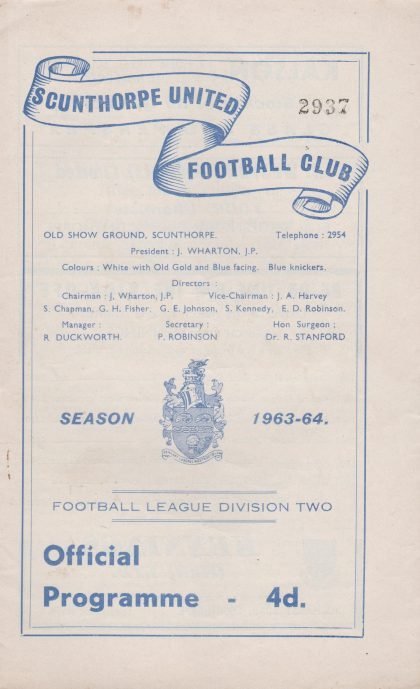 Scunthorpe United v Northampton Town  27-Aug-1963