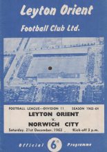 Leyton Orient v Norwich City 21-Dec-1963