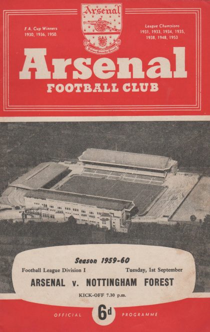 Arsenal v Nottingham Forest 1-Sep-1959