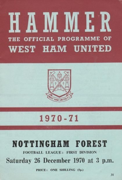 West Ham United v Nottingham Forest 26-Dec-1970
