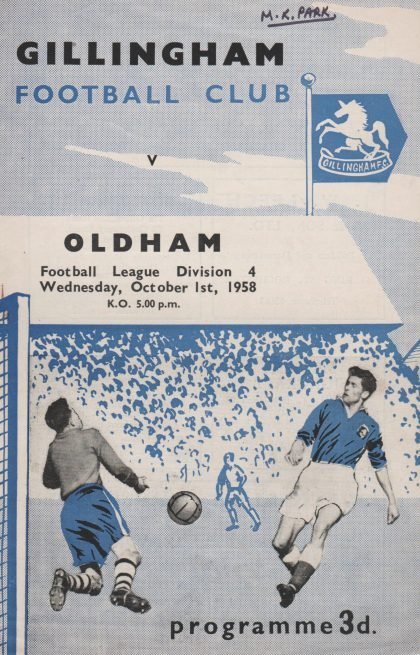 Gillingham v Oldham Athletic  01-Oct-1958