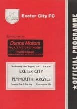 Exeter City v Plymouth Argyle 18-Aug-1976