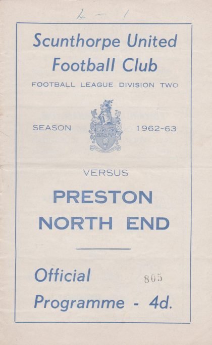 Scunthorpe United v Preston North End 26-Mar-1963