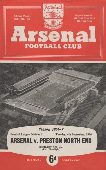 Arsenal v Preston North End  04-Sep-1956