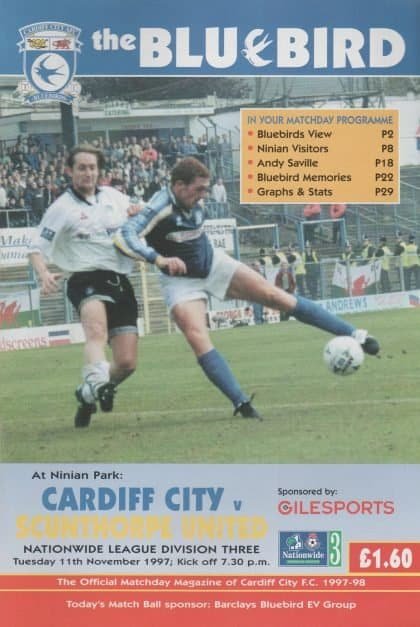 Cardiff City v Scunthorpe United 11-Nov-1997