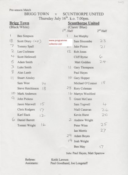 Brigg Town v Scunthorpe United  16-07-2015