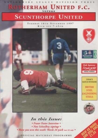 Rotherham United v Scunthorpe United  18-Nov-1997