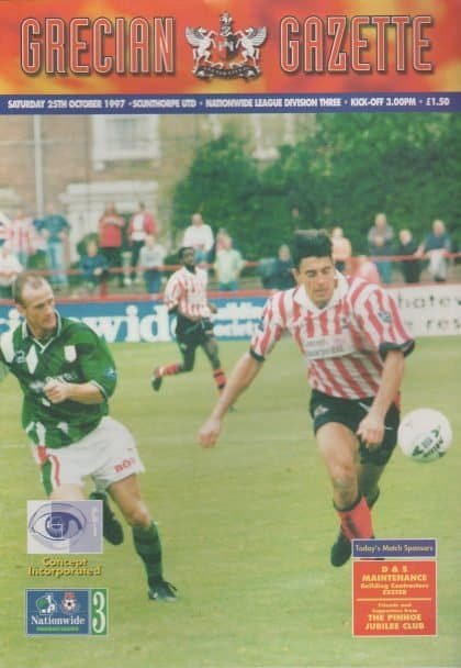 Exeter City v Scunthorpe United   25-Oct-1997