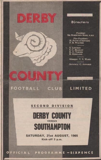 Derby County v Southampton 21-Aug-1965