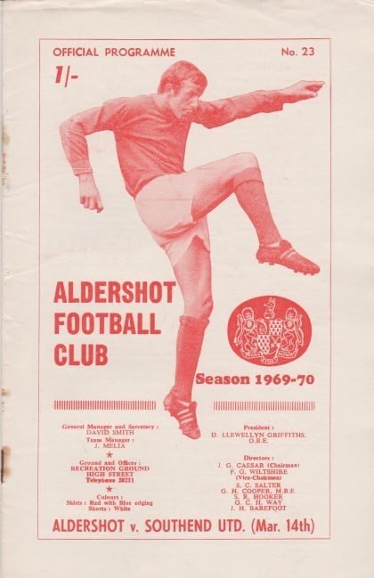Aldershot v Southend United  14-Mar-1970