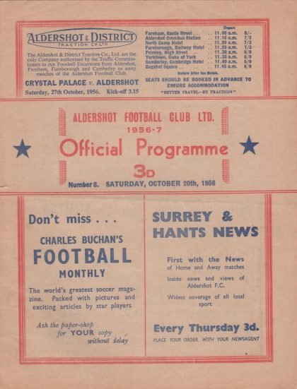Aldershot v Southend United 20-Oct-1956