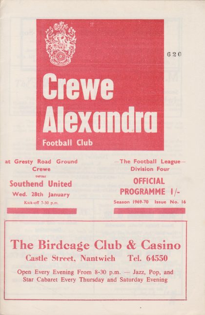 Crewe Alexandra v Southend United 28-Jan-1970