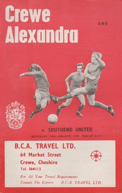 Crewe Alexandra v Southend United  15-Jan-1972