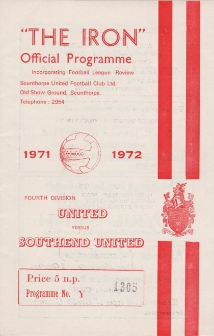 Scunthorpe United v Southend United  25-Apr-1972