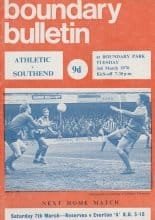 Oldham Athletic v Southend United 03-Mar-1970