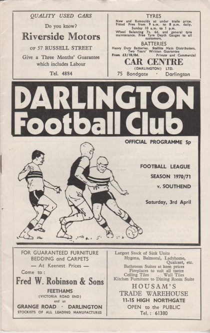 Darlington v Southend United  03-Apr-1971