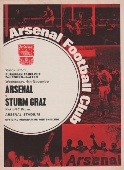 Arsenal v Sturm Graz 04-Nov-1971