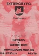 Exeter City v Swindon Town  22-Mar-1978
