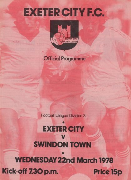 Exeter City v Swindon Town  22-Mar-1978