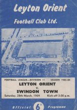 Leyton Orient v Swindon Town 28-Mar-1964