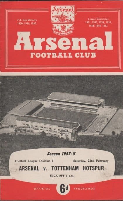 Arsenal v Tottenham Hotspur 22-Feb-1958