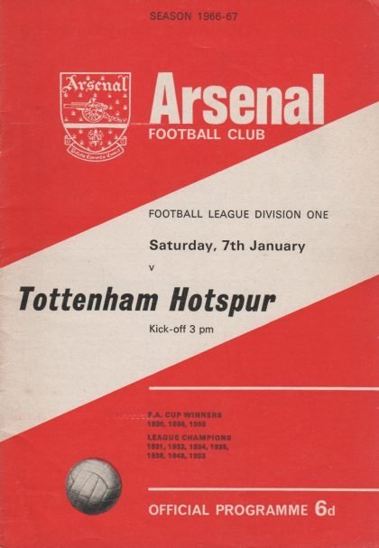 Arsenal v Tottenham Hotspur 07-Jan-1967