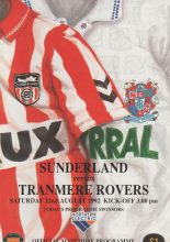 Sunderland v Tranmere Rovers 22-Aug-1992