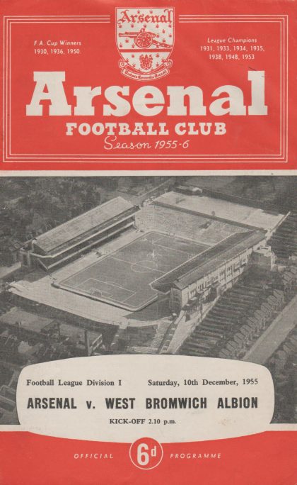 Arsenal v West Bromwich Albion 10-Dec-1955