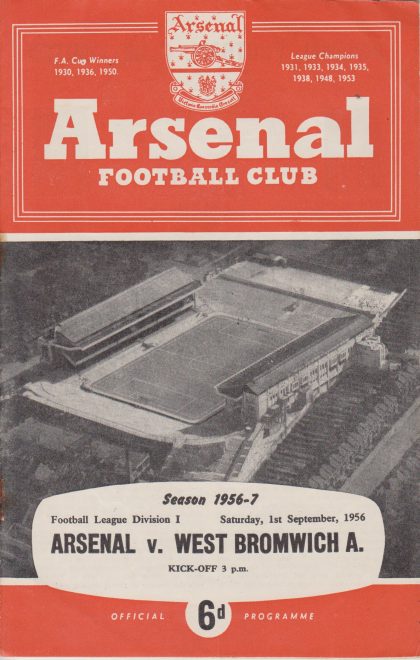 Arsenal v West Bromwich Albion 01-Sep-1956