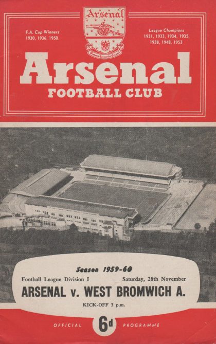 Arsenal v West Bromwich Albion 28-Nov-1959
