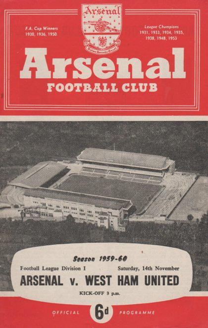Arsenal v West Ham United 14-Nov-1959