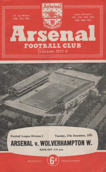 Arsenal v Wolverhampton Wanderers 27-Dec-1955