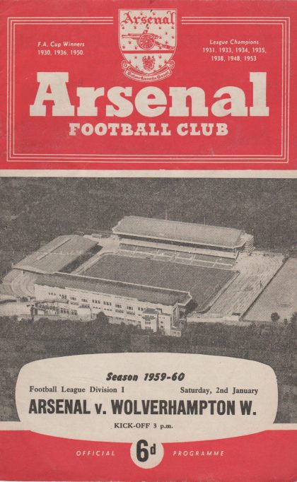Arsenal v Wolverhampton Wanderers 02-Jan-1960