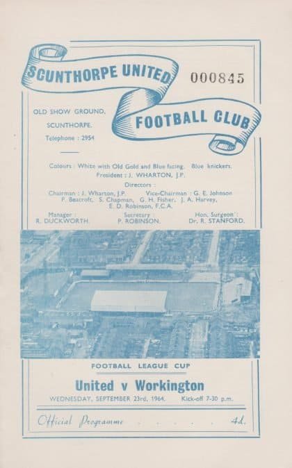 Scunthorpe United v Workington  23-Sep-1964