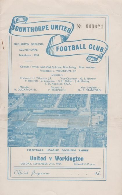 Scunthorpe United v Workington  29-Sep-1964
