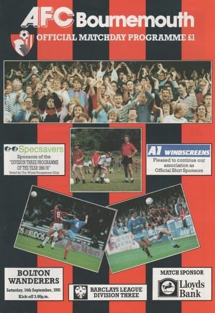 AFC Bournemouth v Bolton Wanderers 14-Sep-1991