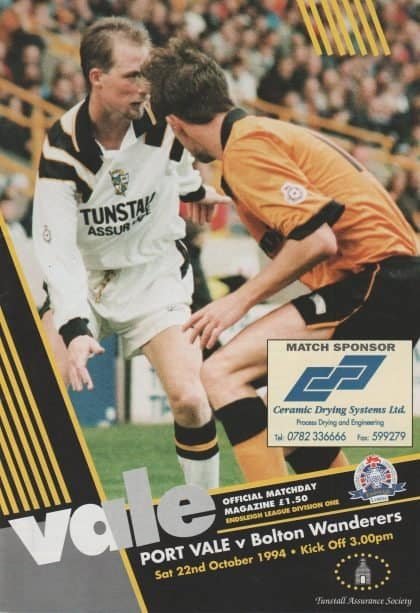 Port Vale v Bolton Wanderers  22-Oct-1994