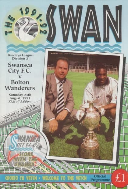 Swansea City v Bolton Wanderers 24-Aug-1991