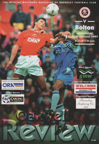 Barnsley v Bolton Wanderers 27-Aug-1997